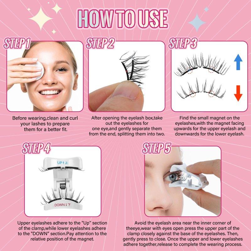 Magnetic Eyelashes Soft Magnetic Lashes With Applicator,3s Application 1s Removal No Glue Needed Long Lasting and Reusable Soft Magnet Lashes Waterproof Cruelty Easy To Wear (1Pair,Frisky)
