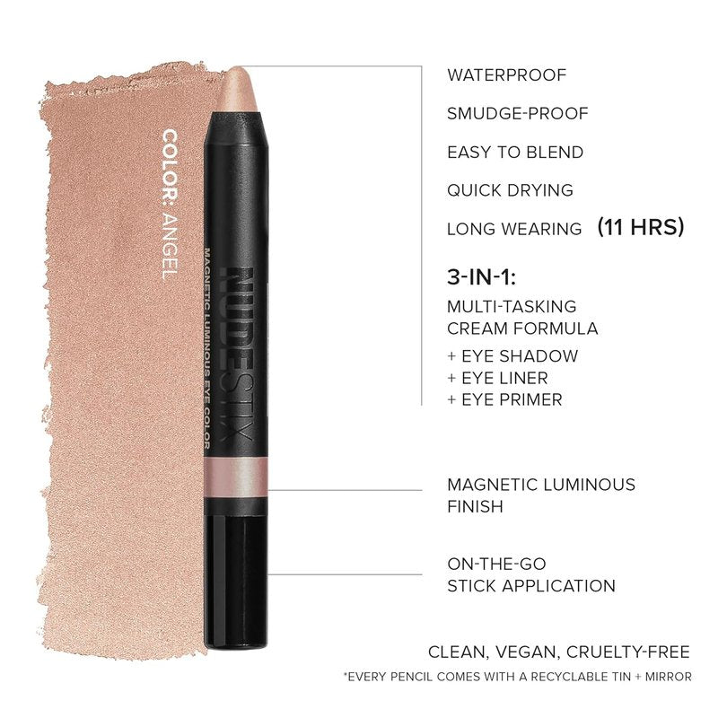 Nudestix Magnetic Luminous Eye Color - 4-in-1 Cream Eyeshadow Stick | Long-Wear, Waterproof Satin Finish, Vegan & Cruelty-Free