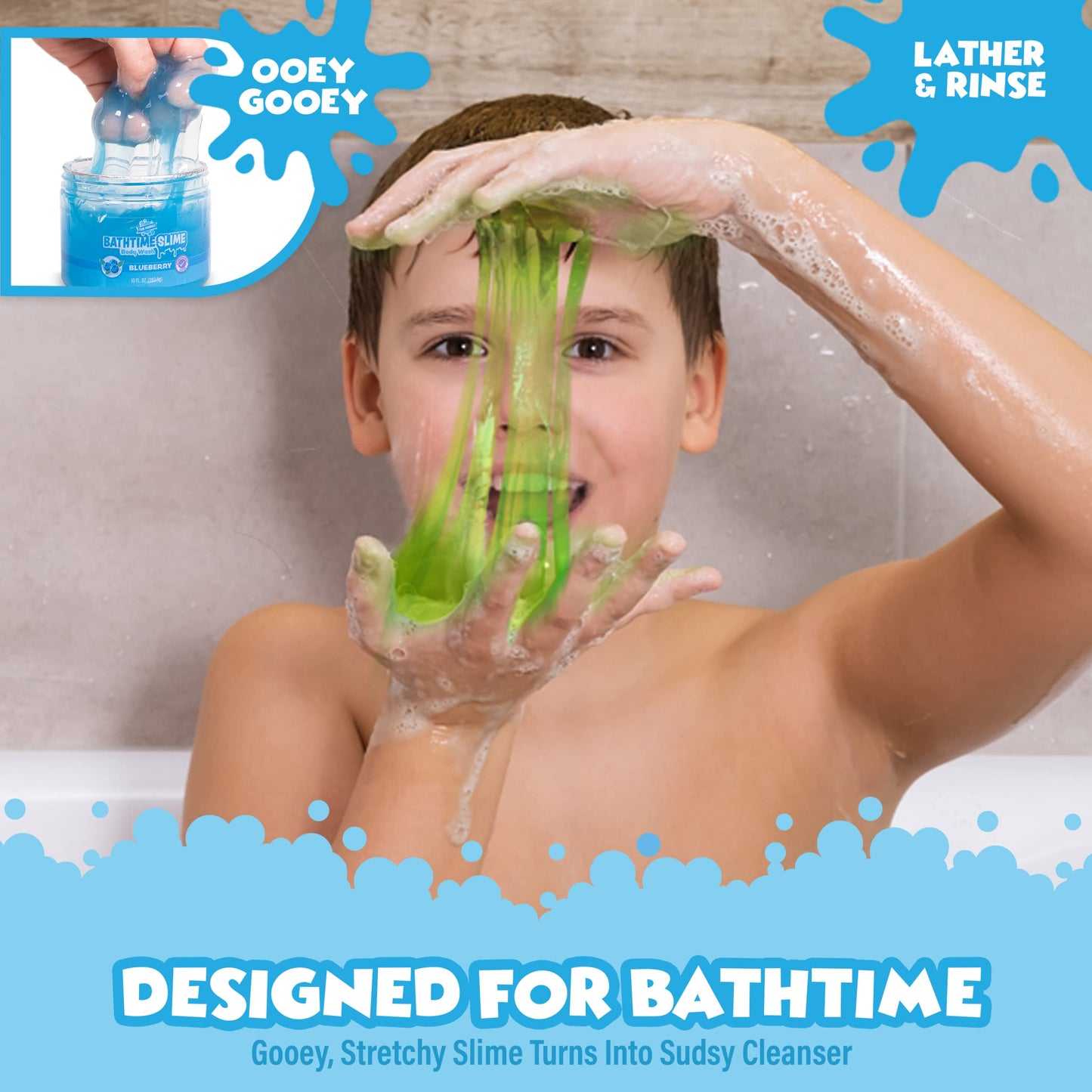 Tub Works® Bath Slime Kids Body Wash, Variety 4 Pack | Gooey, Playful Texture with Fresh, Fruity Scents | Dermatologist Tested | Sensory Fun Bath Toys for Toddlers & Kids | Colorful Slime Kids Soap