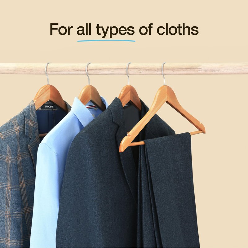 Home It Wooden Hangers 30 Pack - Natural Wood Durable Heavy Duty Coat Hangers Non Slip for Jacket, Shirt, Pants and Suit - Premium Solid Clothes Hangers for Closet with Chrome Swivel Hook