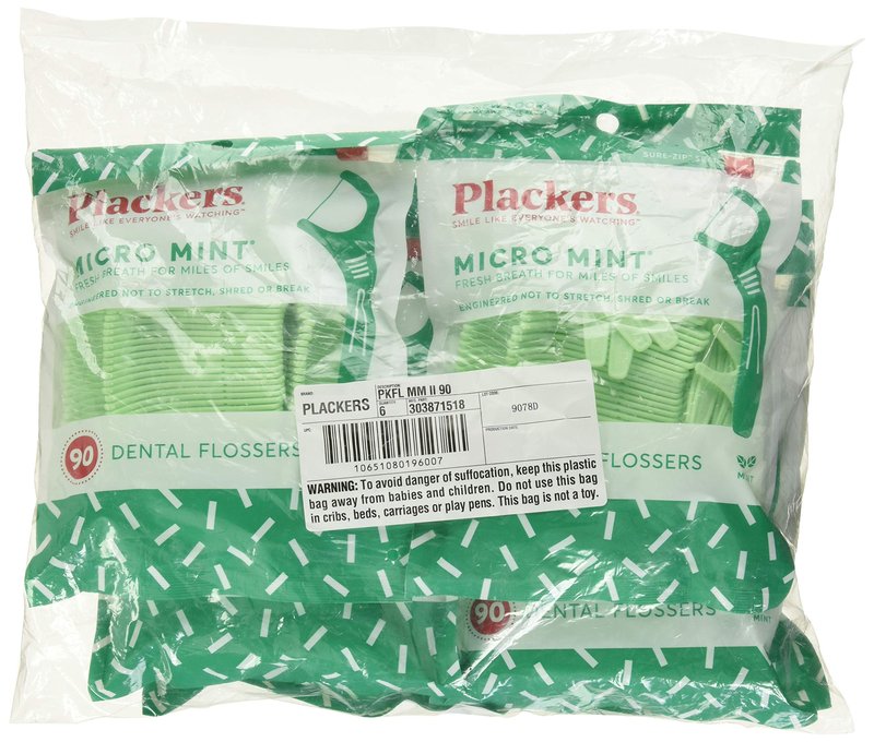 PLACKERS Micro Mint Freshens Breath, Dental Flossers Mint 90 Each