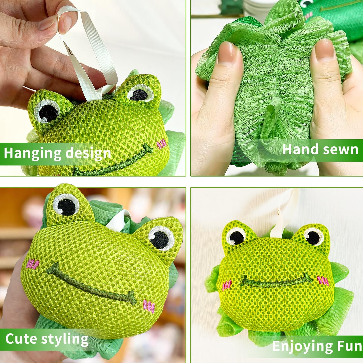 Shower Loofah Sponges for Kids,Frog and Octopus Shape Toddler Bath Exfoliating Body Scrubber Mesh Loofahs Sponge[2 Pack],Luffa Designed specifically for Babies, Women, Boys, and Girls