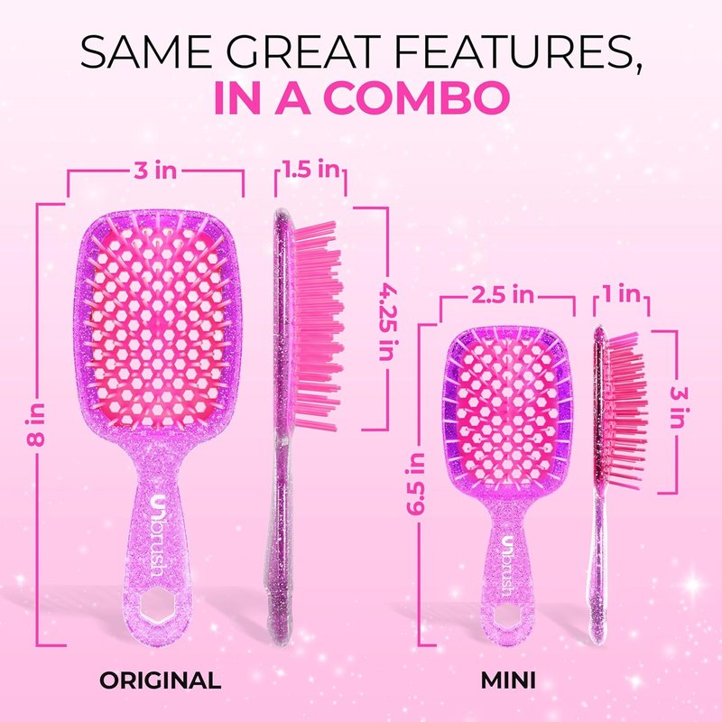 FHI Heat - UNbrush Detangling Brush Combo Pack | Original & Mini Hairbrush for All Hair Types - DuoFlex Anti-Static Design