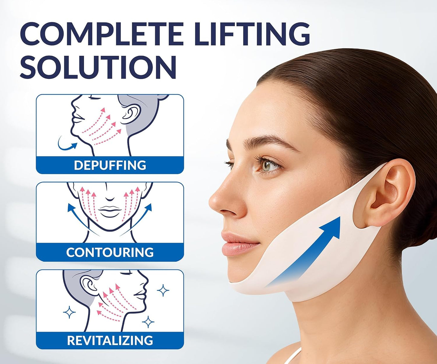 Stylia V Line Lifting Collagen Mask - Firm & Contour Jawline - Hyaluronic Acid & Aloe - 10 Pack