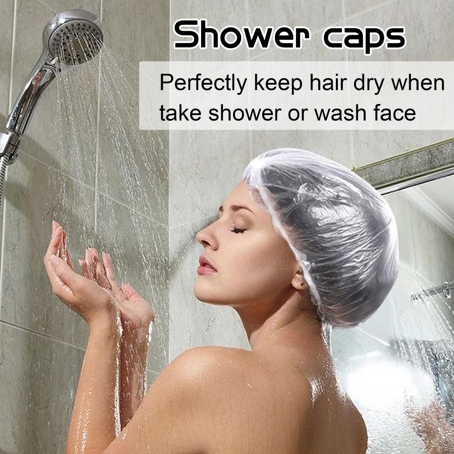 YGQQOY Shower Caps, 200PCS Large Thick Disposable Shower Caps, Bowl Covers, Clear Plastic Wrap for Women, Bath Caps for Hair Treatment