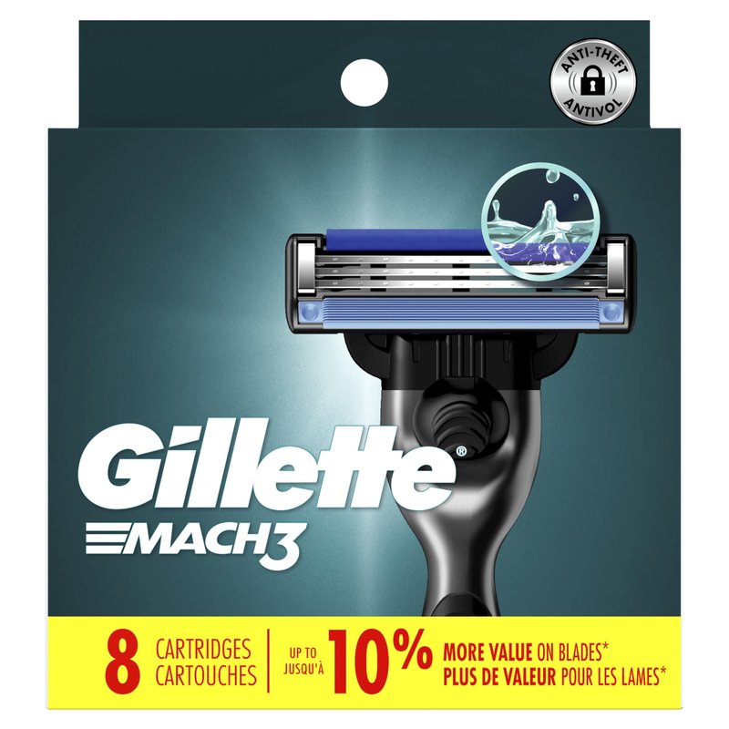 Gillette Mach3 Razor Refills for Men, 8 Razor Blade Refills