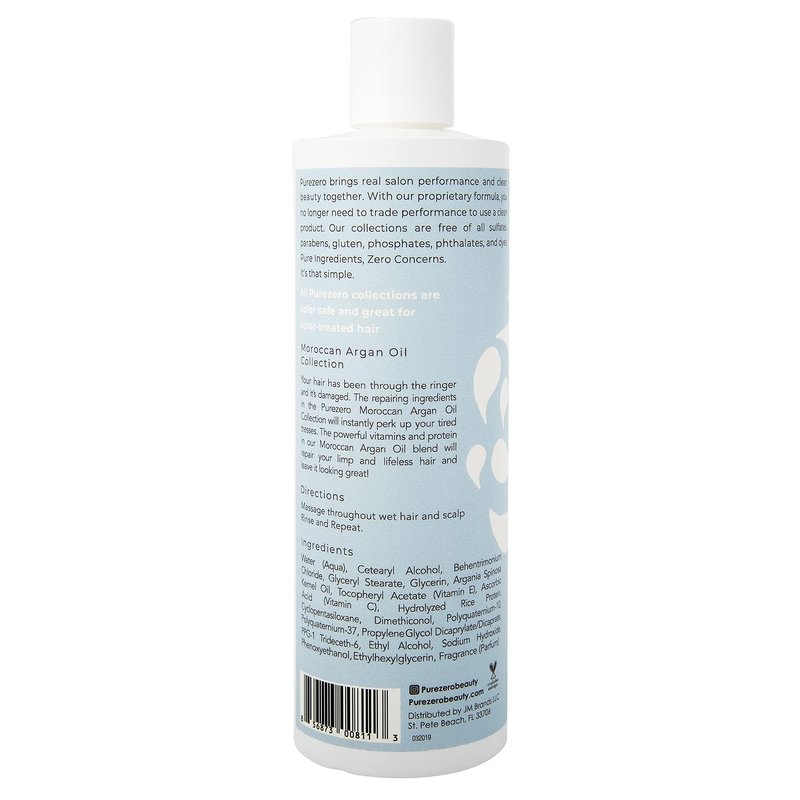 Purezero Moroccan Argan Oil Shampoo & Conditioner set - Repair Damaged Hair - Fight Dandruff & Frizz - Zero Sulfates, Parabens, Dyes, Gluten - 100% Vegan & Cruelty Free - Great For Color Treated Hair
