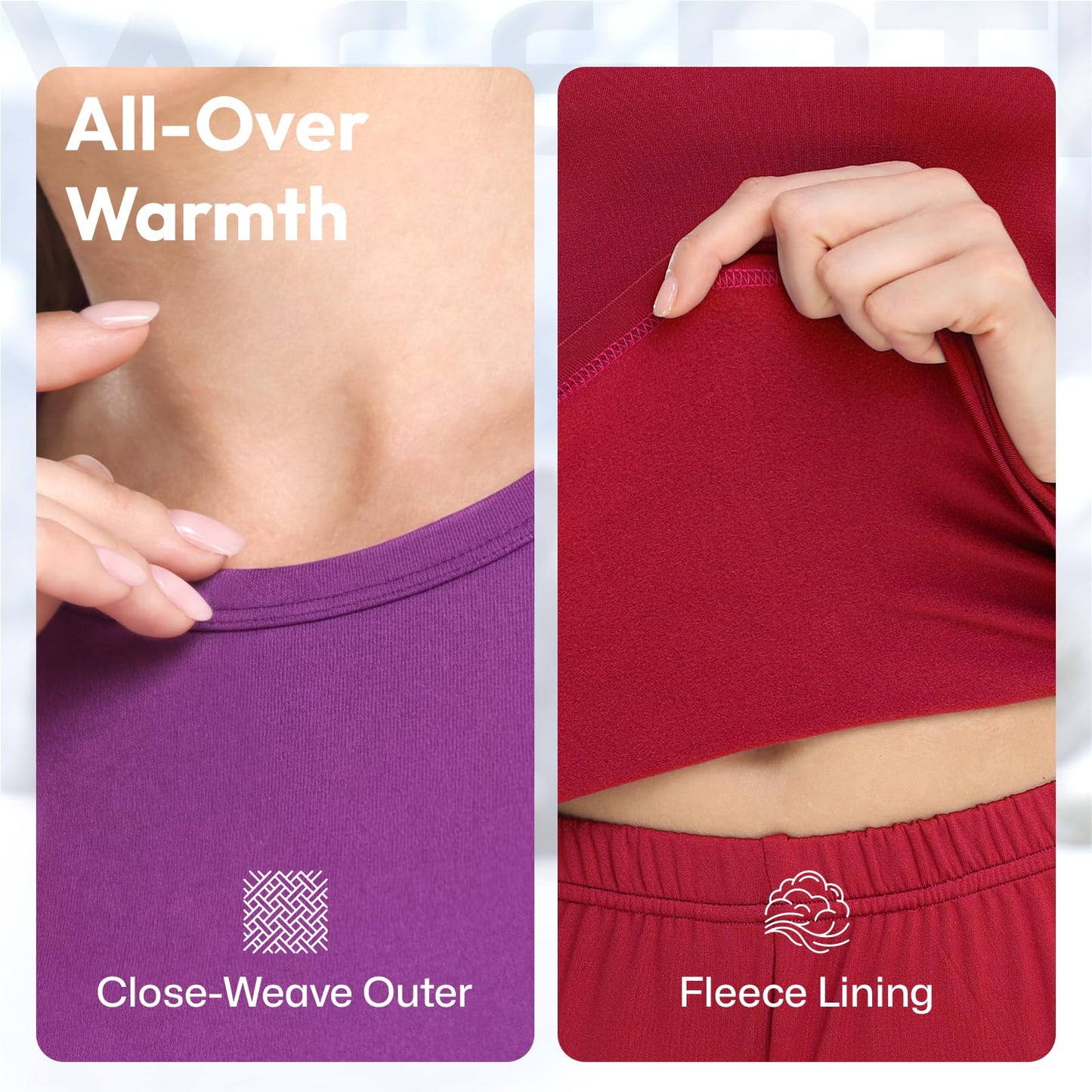 WEERTI Thermal Underwear for Women Long Johns with Fleece Lined Base Layer Women Cold Weather Top Bottom-Black M
