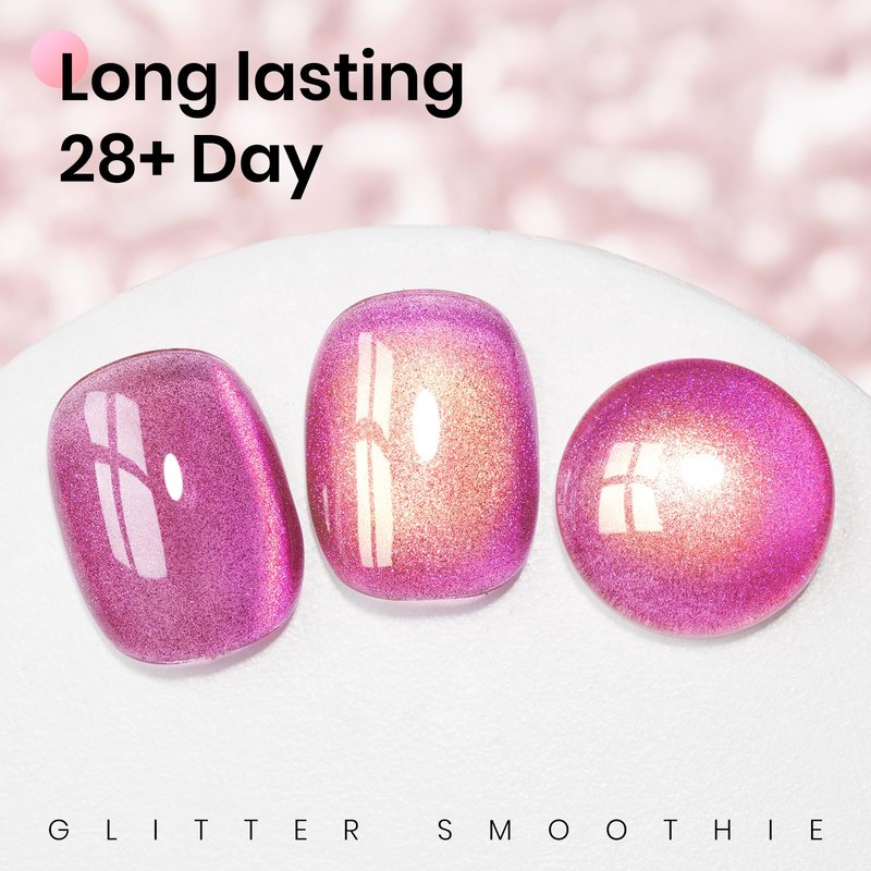 MIZHSE Cat Eye Gel Nail Polish, Pink Magnetic Gel Polish with Magnet Stick, Starry Effect Trendy Salon Shimmer Nail French Soak Off Manicure Home