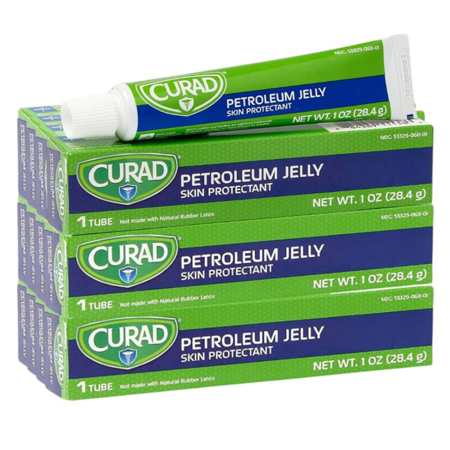 CURAD Petroleum Jelly Skin Protectant, Ointment for Dry Cracked Skin, 1 oz Tube (12 Pack)