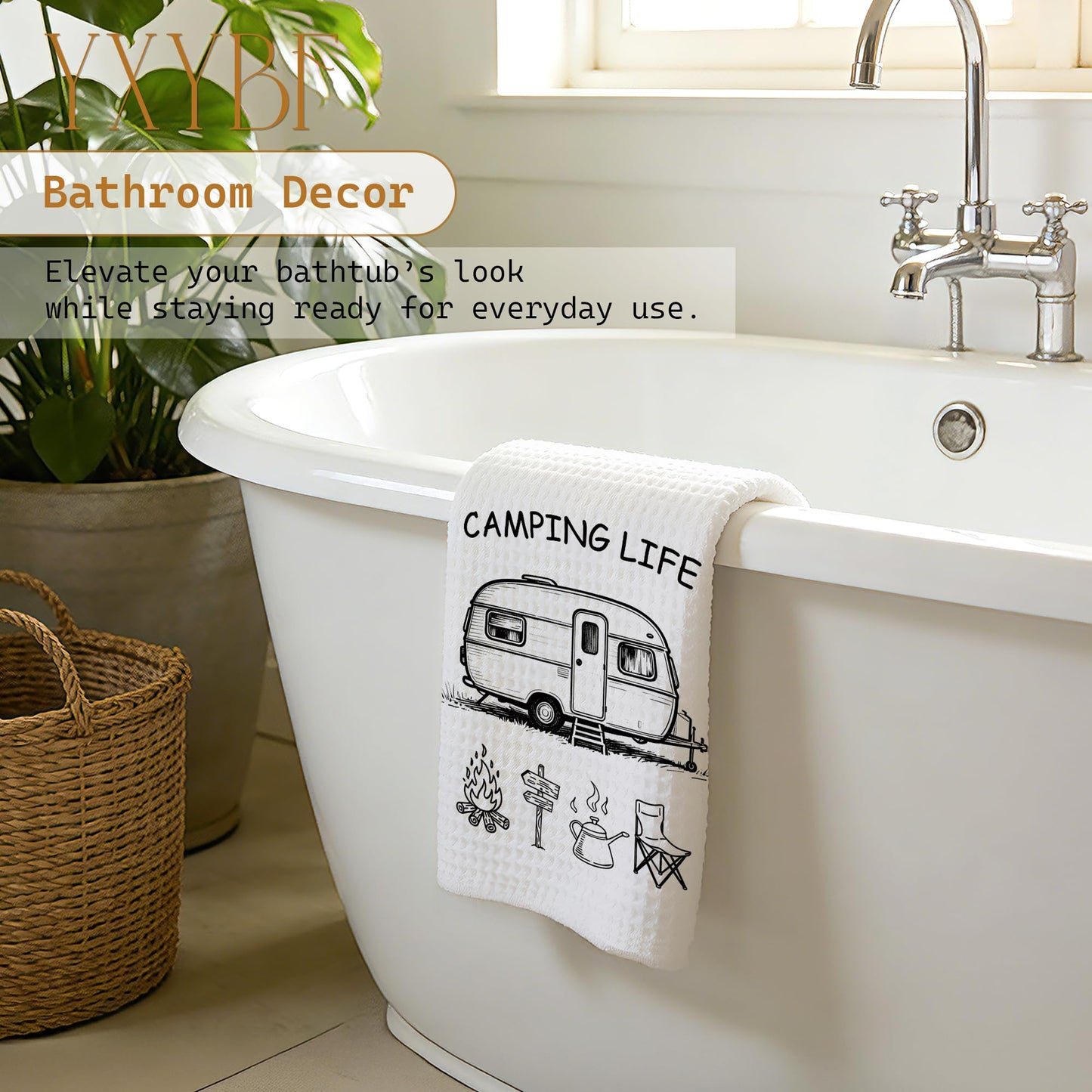YXYBF Camping Gifts Hand Dish Tea Towels for Kitchen Bathroom RV Decor 16x24 Inches, Gifts for RV Campers Women Men, Minimalist Camping Kitchen Towels Decorative