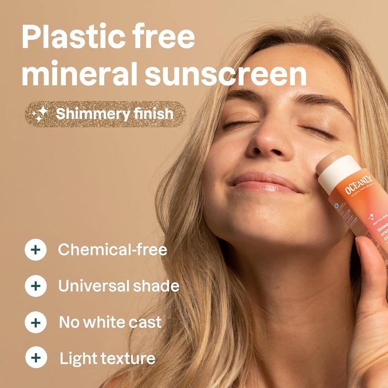 ATTITUDE Oceanly Tinted Shimmer Face Cream Stick - SPF 30, EWG Verified, Plastic-Free, Universal Tint, 1 Ounce