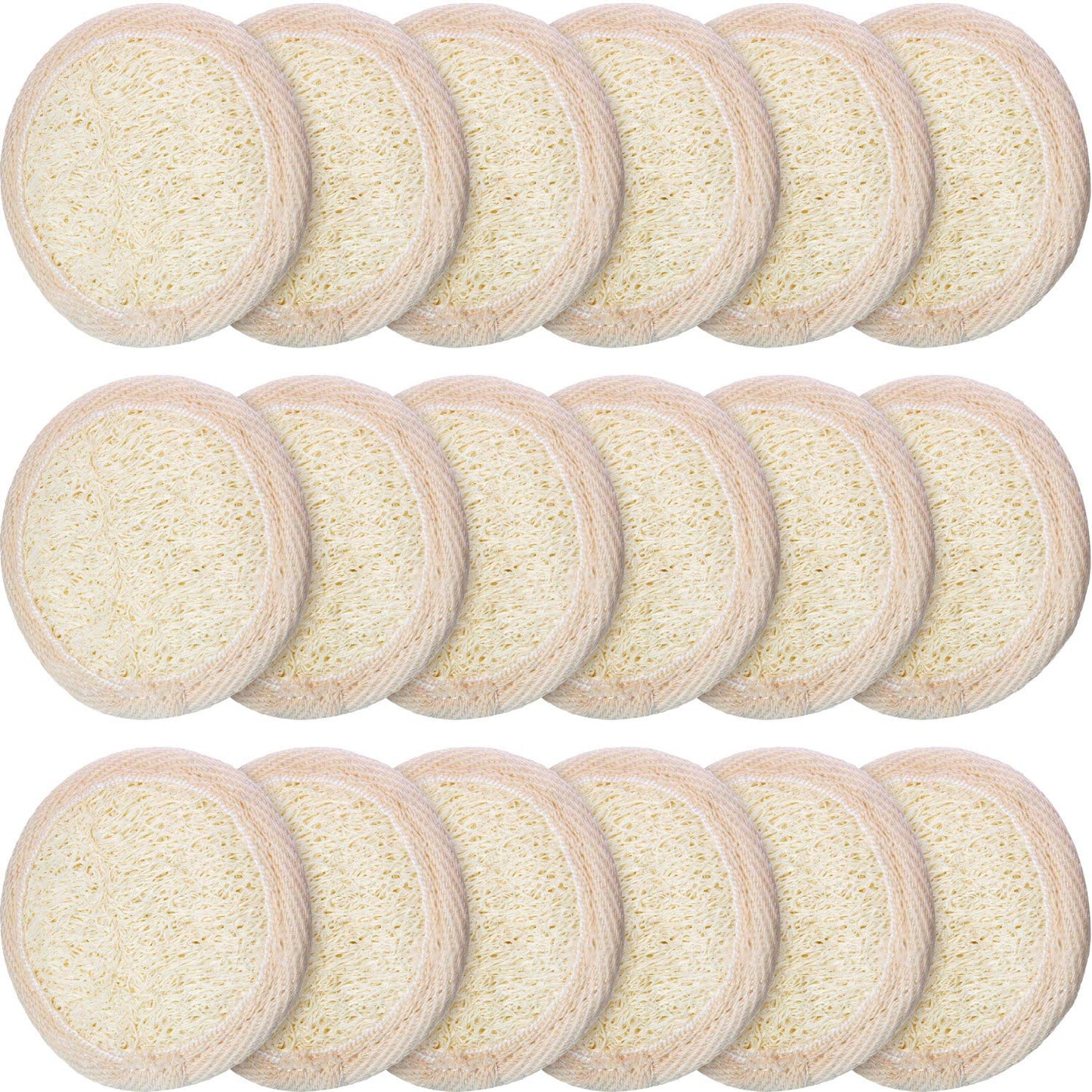 18 Packs Exfoliating Loofah Sponge Pads Mini Facial Body Bath Shower Loofah Sponge Pad Natural Exfoliating Scrubber Brush for Women Men