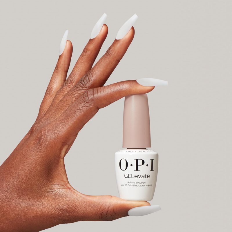 OPI GELevate 4-in-1 Nail Builder Gel | Blank Canvas, Soft White Color with Shimmer Finish | UV Cure Gel Builder Nail Polish | Vegan | 15 ML