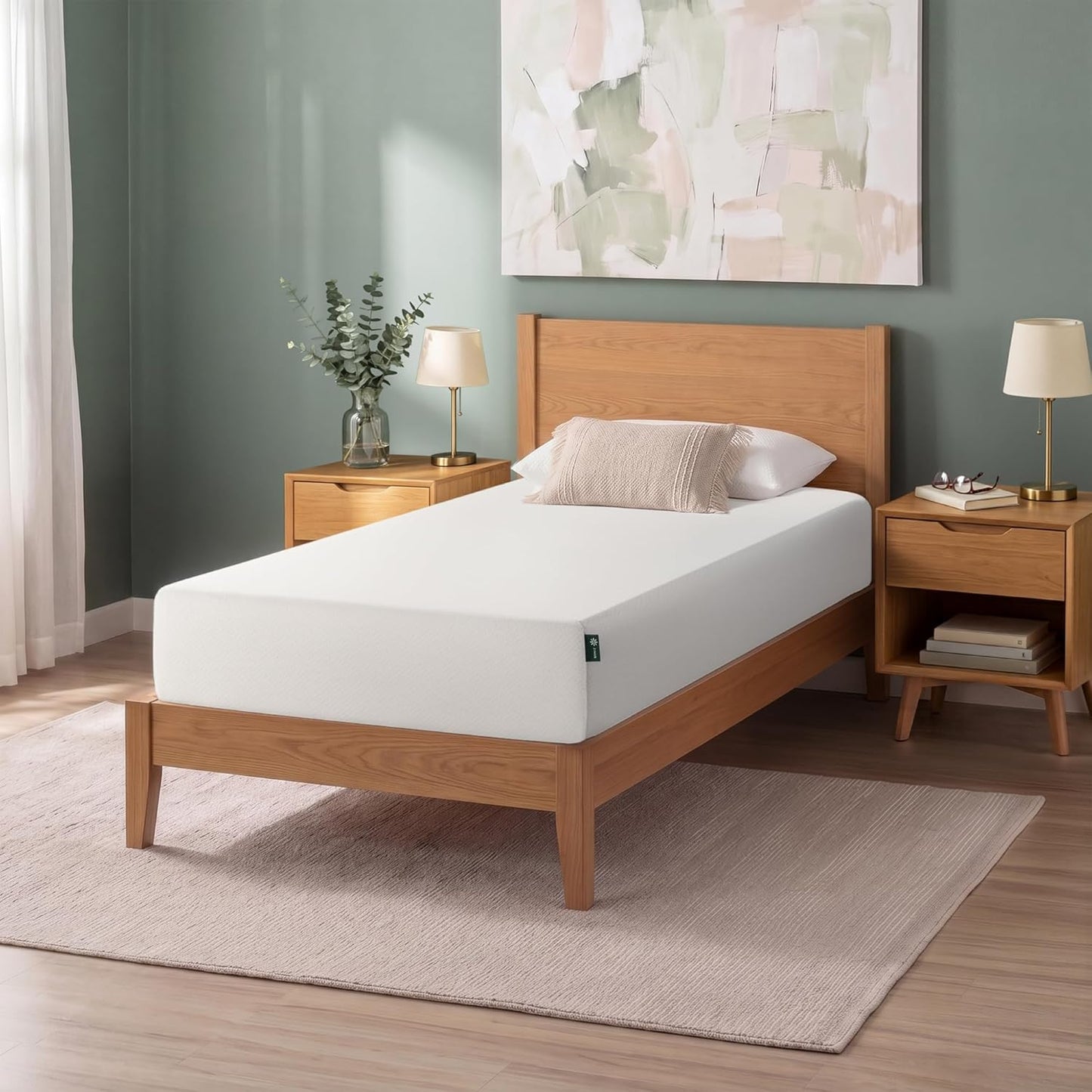 Zinus 8 Inch Twin Green Tea Memory Foam Mattress - Medium Firm, Fiberglass Free, Zoned Pressure Relief