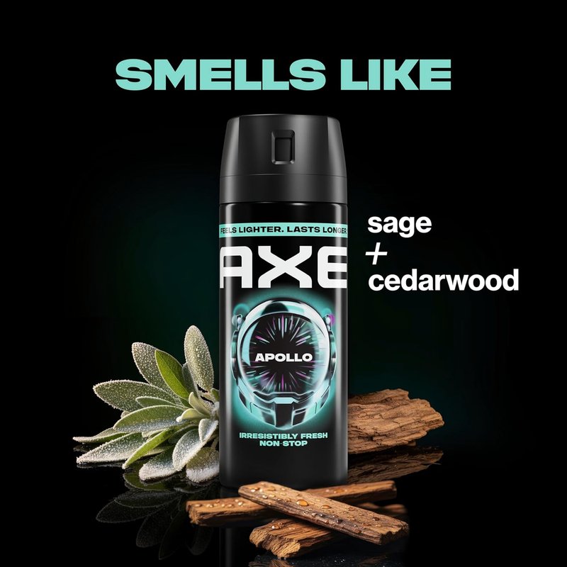 AXE Body Spray 4 Count Apollo 48 Hour All Over Fresh Aluminum Free 2.9 oz