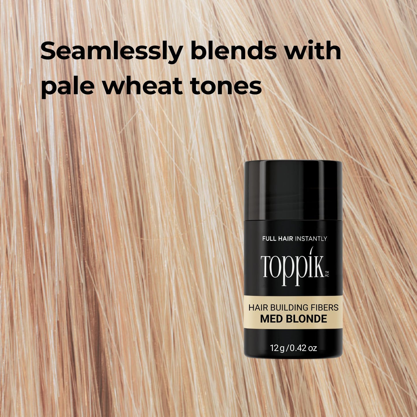 Toppik Hair Building Fibers, Medium Blonde, 12g Fill In Fine or Thinning Hair, Instantly Thicker, Fuller Looking, 9 Shades for Men & Women, Keratin Protein Formula