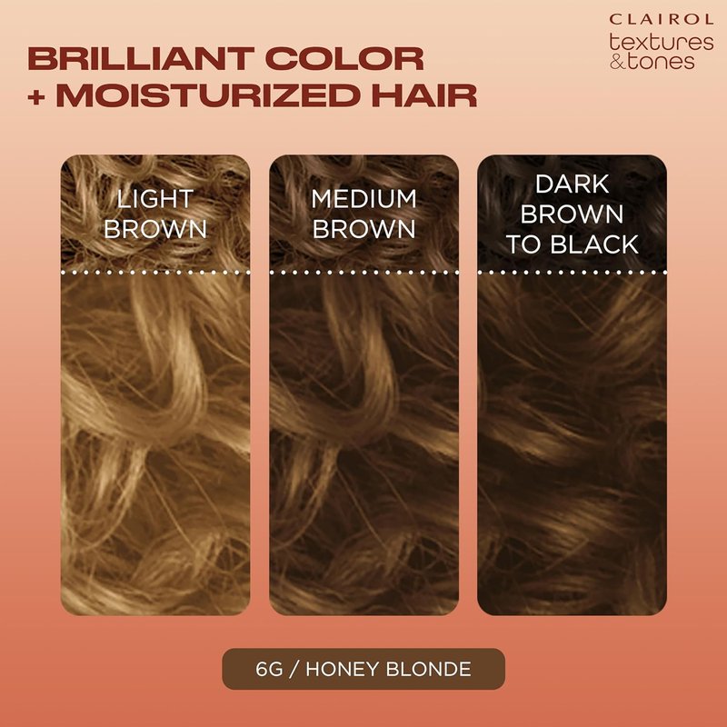 Clairol Textures & Tones Permanent Hair Dye - 6G Honey Blonde | Ammonia-Free, Moisture-Rich Formula with Argan & Olive Oil
