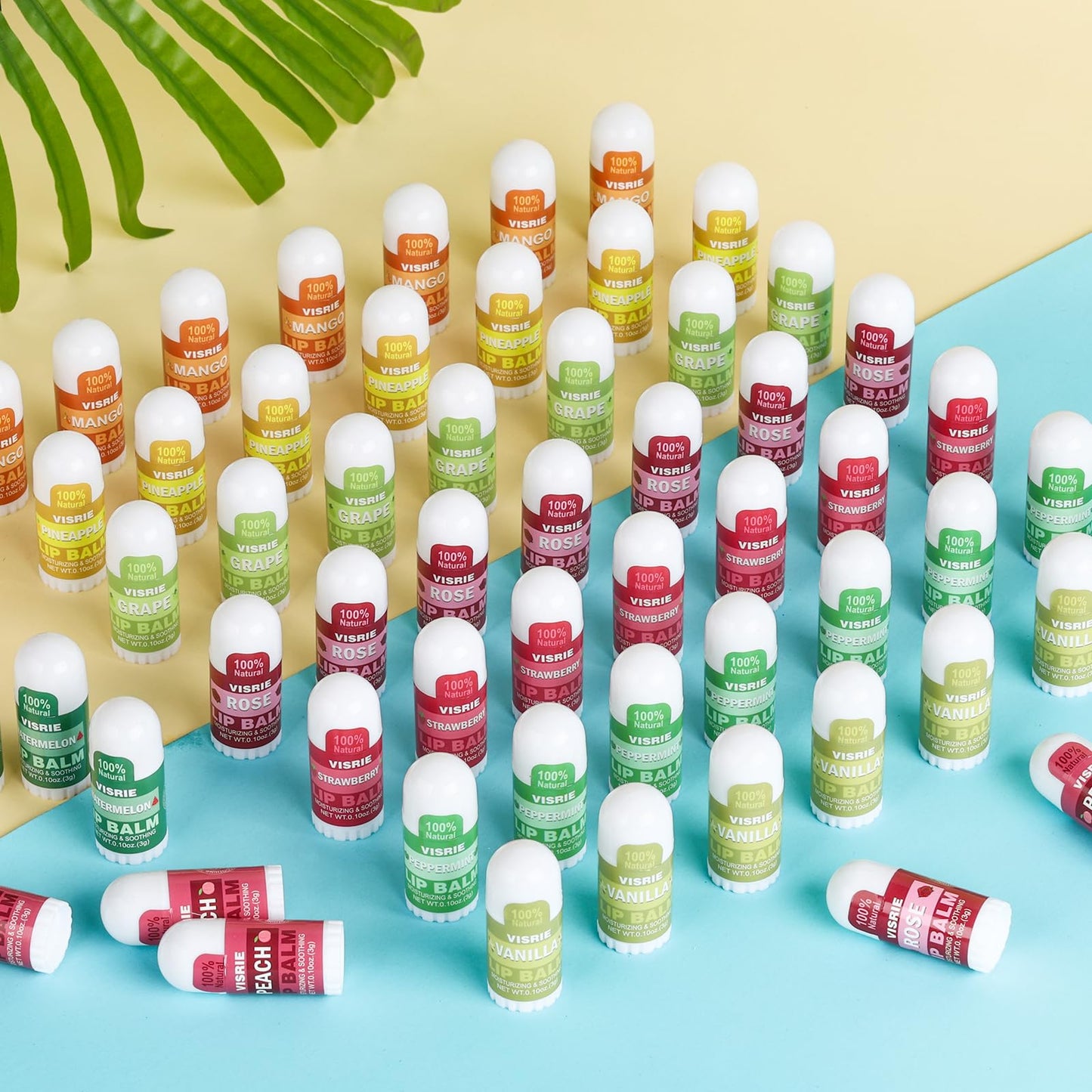 VISRIE 40 Pack Mini Lip Balm Bulk, Natural Lip Balm with Vitamin E & Beeswax, Moisturizing Lip Care for Dry Lips, Perfect for Party Favors, Care Packages & Small Gifts
