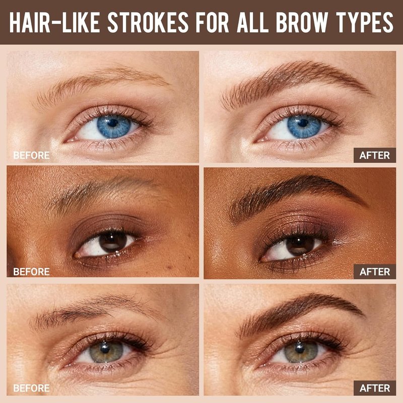 Eyebrow Pencils for Women - Precise 4-Tip Brow Pen 2 Pack | Natural-Looking Fuller Brows, Light Brown