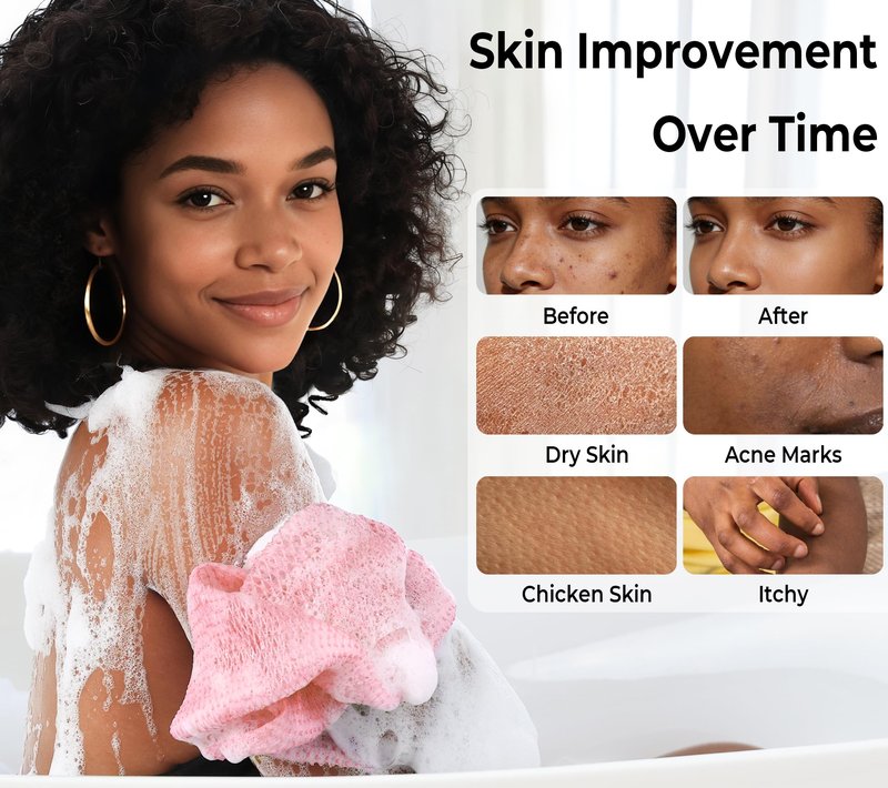 Afro Scrubber African Net Sponge - 2 Pieces Authentic African Wash Cloths - Exfoliating Body Sponges for Showering Forest & BabyPink - Back Scrub Exfoliator Shower Loofah for Body Bath Accessories