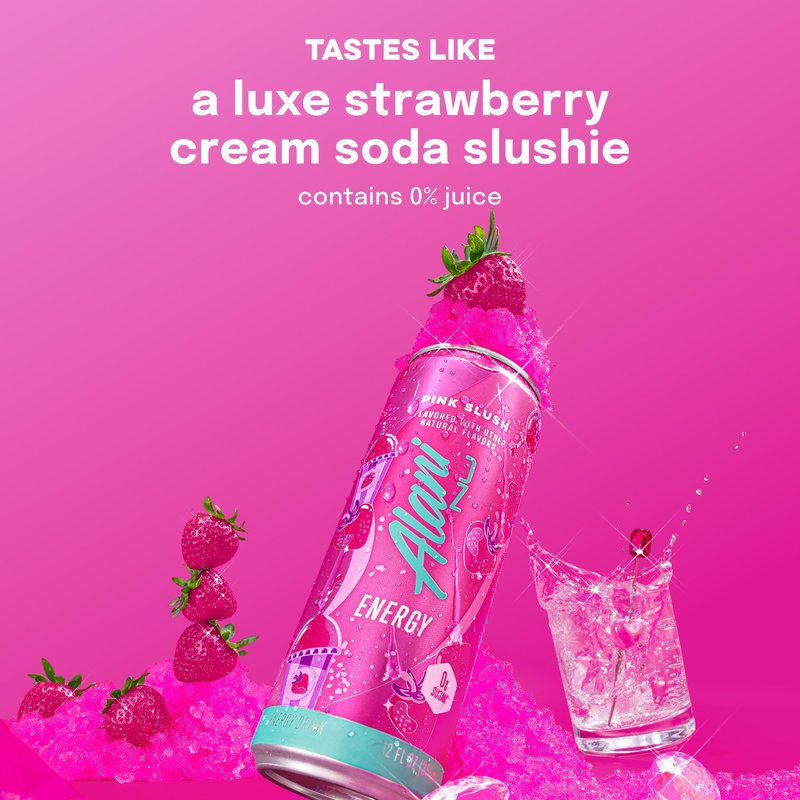 Alani Nu PINK SLUSH, Sugar Free, Low Calorie Energy Drinks, 200mg Caffeine, Biotin, B Vitamins, Zero Sugar, 10 Calories, 12 Fl Oz Cans, 12 Pack