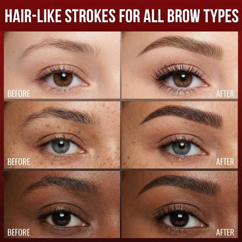 Eyebrow Pencil for Women, 2-in-1 Microblading Eyebrow Pen with 4D Square & Ultra-Fine Tips, Waterproof Long-Lasting Brow Pencil, Hair-Like Strokes for Natural Fuller Brows with Brow Brush, Light Brown