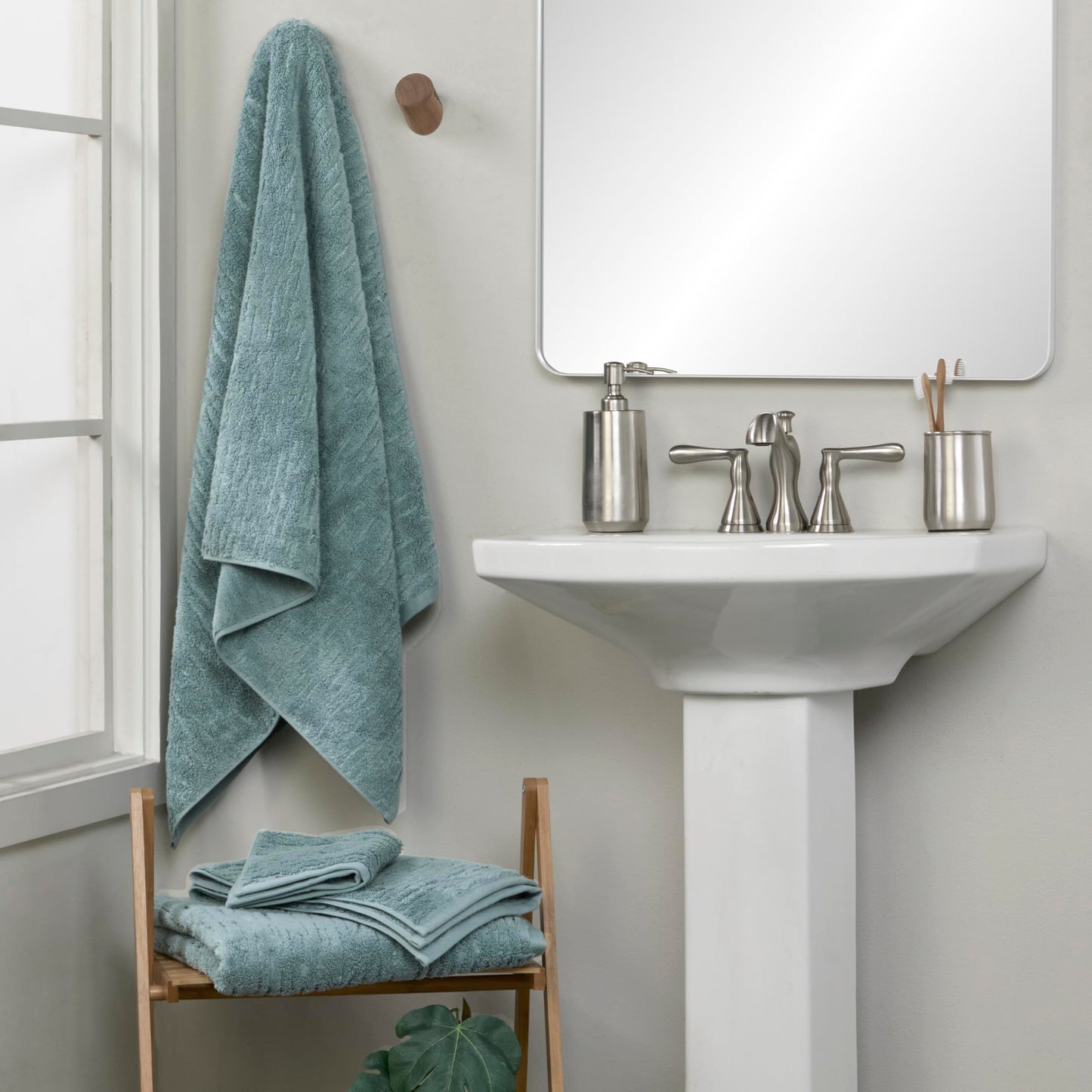 SKL Home CloudSoft Cotton Luxury 4 Pc Wash Set for Bath & Gift, Teal