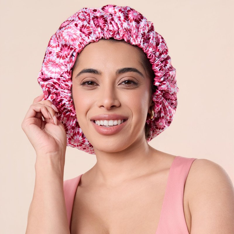 Bounce Curl Reversible Satin Hair Bonnet Pink