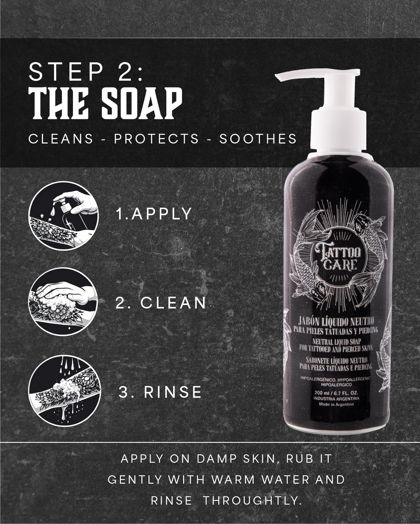 Tattoo Care Tattoo Aftercare Kit - Cream and Soap for Healing, Protecting and Brightening New and Old Tattoos - Cruelty-Free (KIT 6.7 fl OZ each)