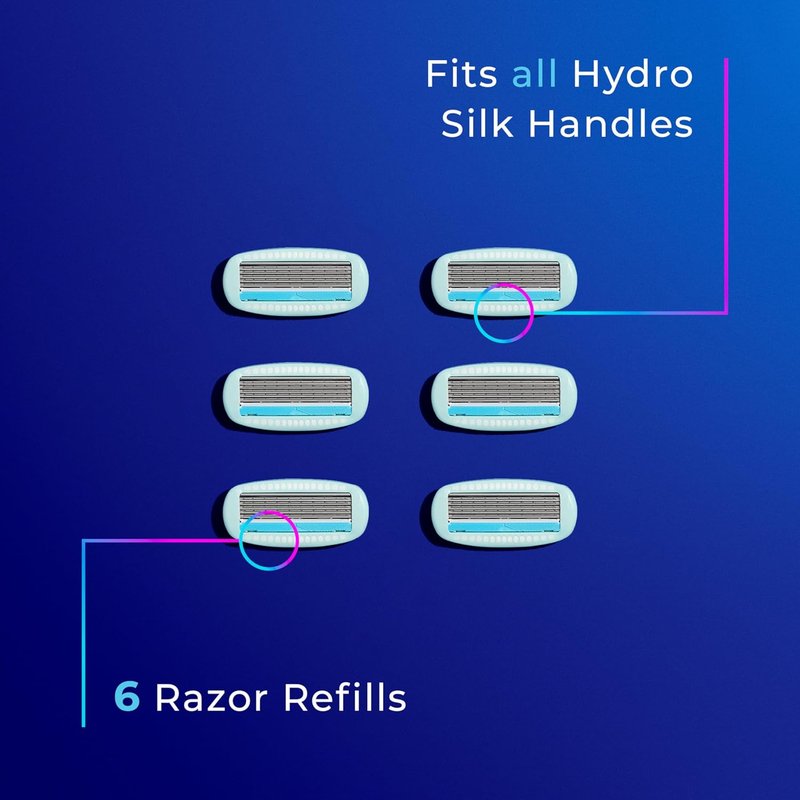 Schick Hydro Silk Razor Blade Refills - 5-Blade Sensitive Skin Razors for Women | 6 Count