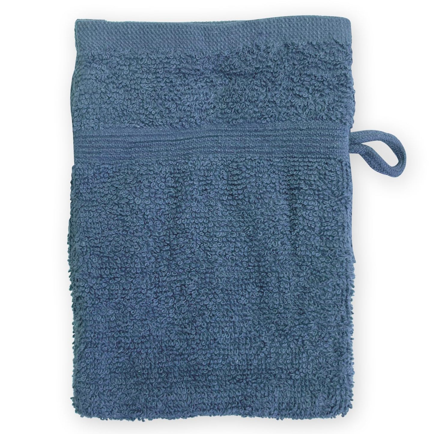 Homewear High Rise Stripe 6 Pack 6 x 8.5 Wash Mitt Set, Low Twist, Highly Absorbent, Gentle Hand and Face Cloth, European Style with Loop, Indigo
