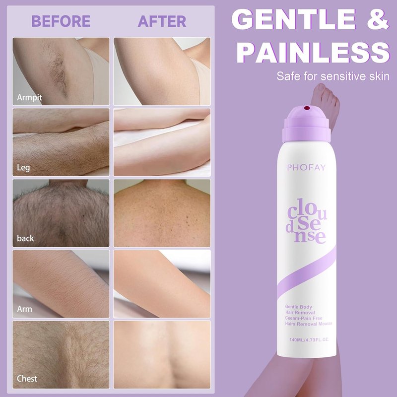 PHOFAY Hair Removal Cream for Sensitive Skin – Fast-Acting Formula with Aloe & Hyaluronic Acid | 2 oz Spray