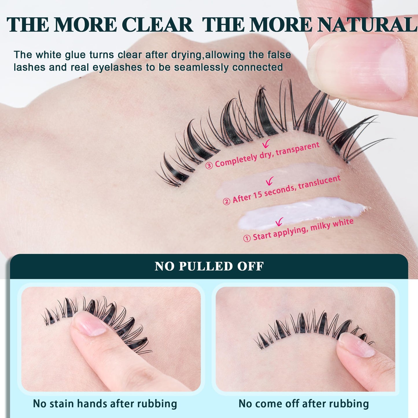 Vasa Muse Premium Lash Clusters Kit Lashes Wispy Lash Clusters Natural Eyelash Clusters Spiky Fairy Eyelash Extension Kit invisible Band Eyelashes with Bond & Seal for DIY 10-16mm 0.05mm
