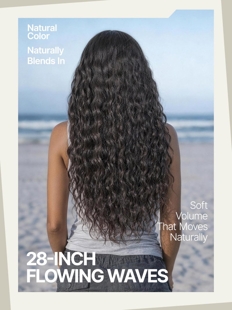 Frodio Veralux™ Blend Human Hair Easy Throw On Lace Wig Boho Curly Ocean Wave Lace Front Wigs Glueless Lace Wig Beginner Friendly 28 Inch HD Lace Glueless Wigs Natural Black Color