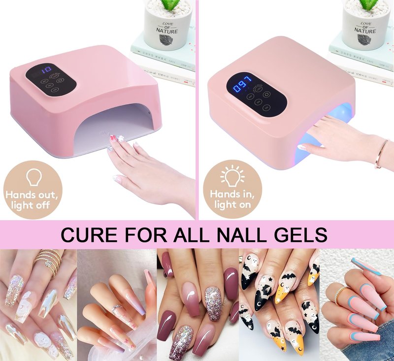 PASSHA 72W Cordless LED Nail Lamp, Rechargeable UV Nail Dryer for Gel Polish, Portable Manicure Light with 4 Timers, LCD Display, 36 LED Beads