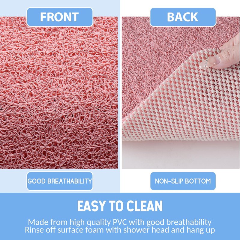 Hargiis Non-Slip Bathtub Mat, 2 Pack Anti Slip Shower Mat, Fast Drying Bathtub Mats, Foot Scrubber Mat, Anti Slip Mat for Tub, Floor, Bathroom, Kitchen, Home, Hotel (Pink 24"×16"+24"×16")