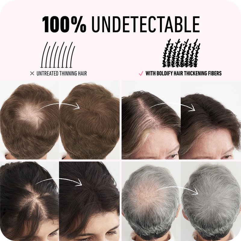 BOLDIFY Hair Fibers (12g) - Fill In Thinning and Fine Hair for an Instantly Fuller, Thicker Look - 14 Shades for Women & Men - Black