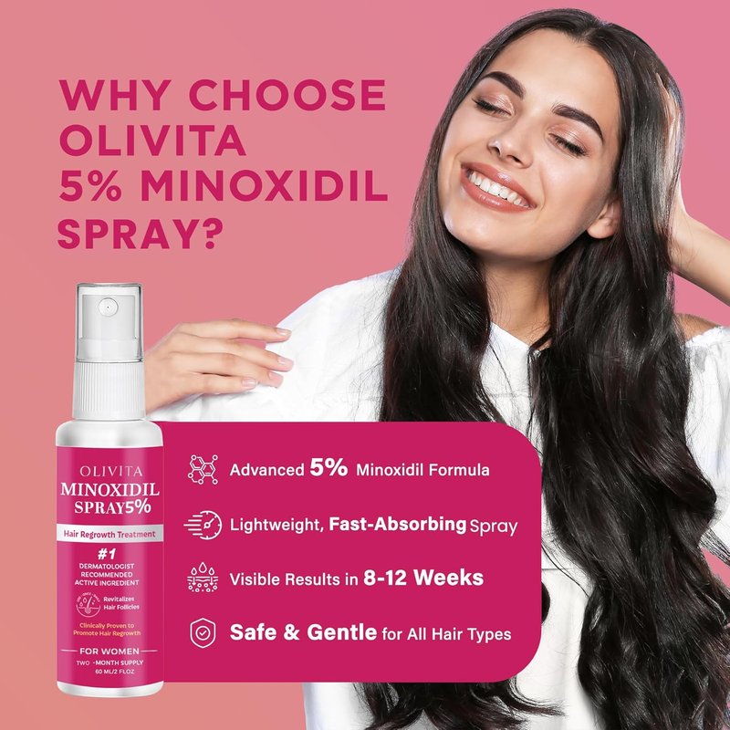 Regine Switzerland 5% Minoxidil Spray for Women | Extra Strength Hair Growth Treatment - Revitalize Follicles & Regrow Thicker Hair - 2 Pack