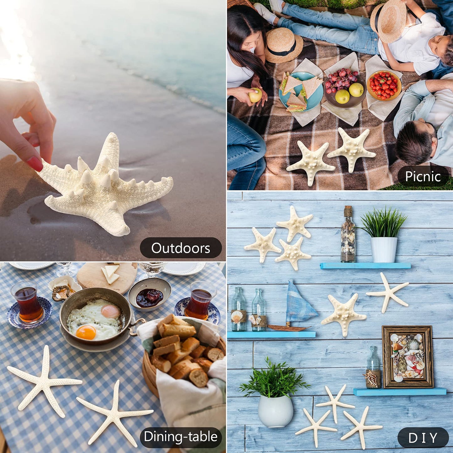 UEIEU 12 PCS Starfish | 2.5-6 Inch Starfish Decor | Natural Bulk Starfish Shells Perfect for Crafts Making Beach Theme Party Wedding Decoration, Home Wall Decor, Christmas Ornaments, Fish Tank