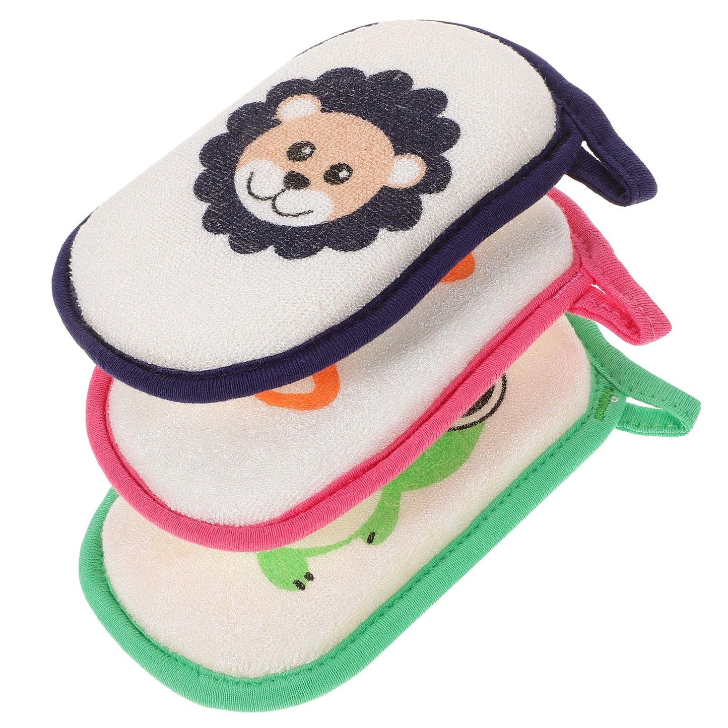 Healifty Baby Bath Sponge 3-Pack Soft Foam Infant Bath Scrubber Cartoon Animal Newborn Shower Sponge with Hook for Gentle Body Cleaning and Massage