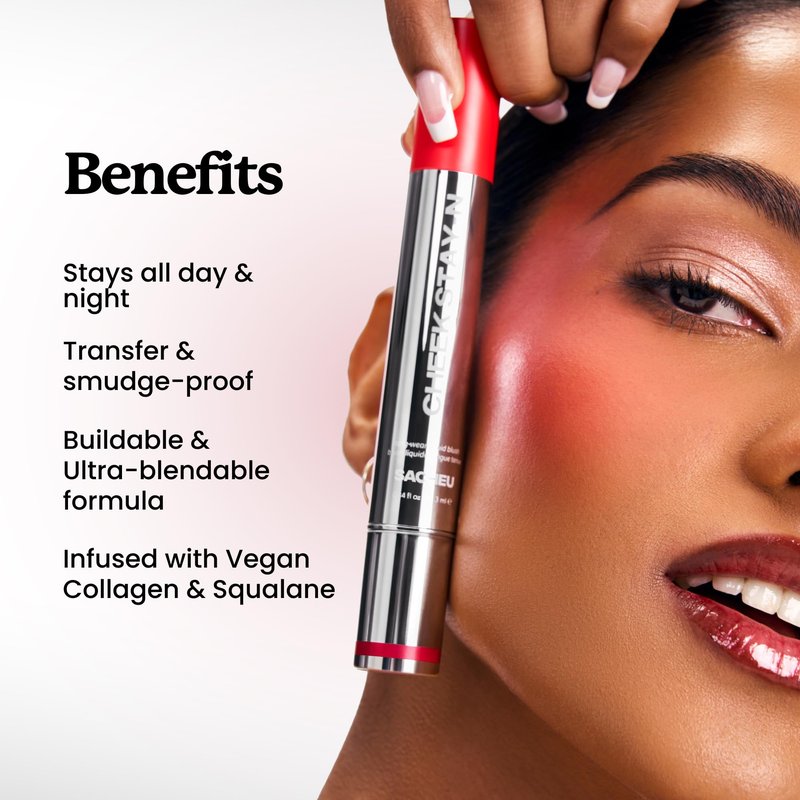 Sacheu Cheek STAY-N Liquid Blush for Cheeks — High Pigment, Buildable, Lightweight Cream Blush for Dewy & Radiant Flushed Cheeks — Long-lasting & Cruelty Free, I'm Guilty