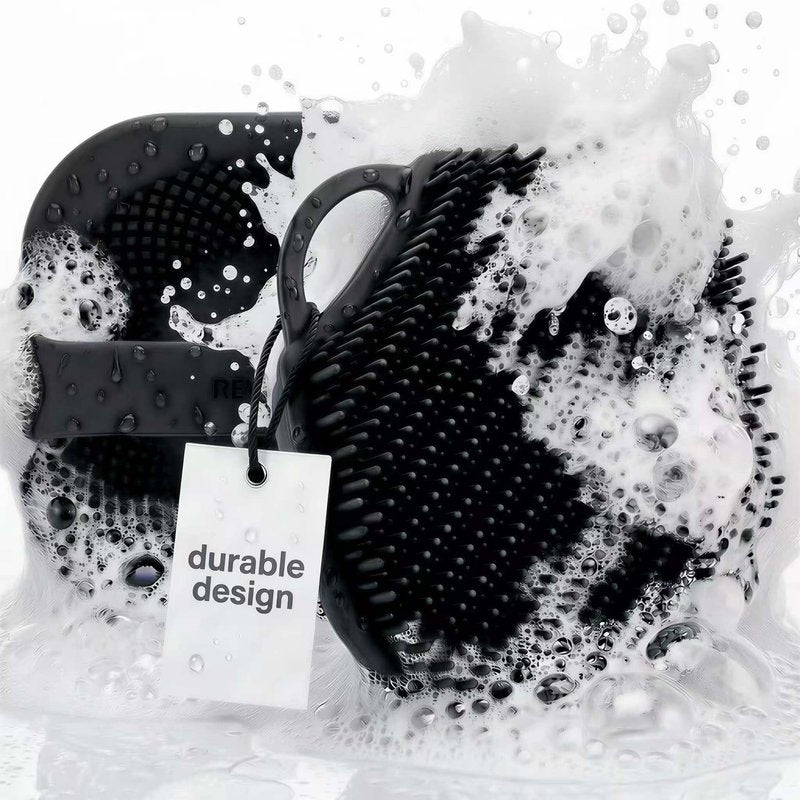 REKNA Silicone Body Scrubber for Shower - Exfoliating Body Brush with Non-Slip Grip - Durable Loofah Alternative - Soft Bristles for Gentle Cleansing, High Lather & Quick Drying, Black
