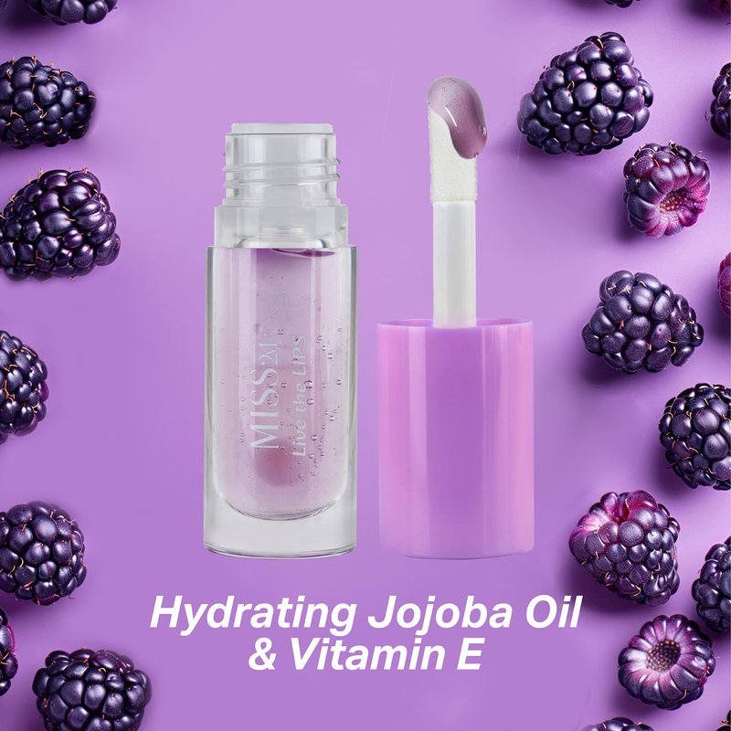 MISS2M Hydrating Clear Lip Gloss with Nourishing, Non-Sticky Jojoba Oil Natural Lip Plumper Gloss: 01 Strawberry, 0.14 Fl Oz