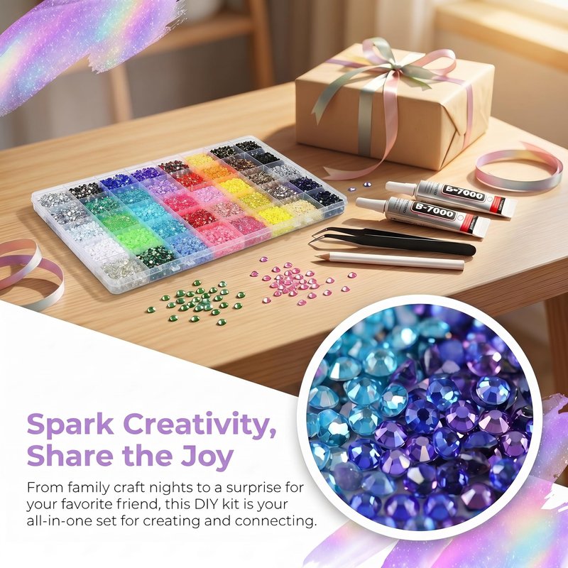 36000 Pcs Resin Rhinestones for Bedazzling Kit, 40 Colors 3mm Flatback Rhinestones with 3 Pcs B7000 Jewelry Glue & Tools, Bedazzler Kit for DIY Crafts Nail Art Makeup Clothing