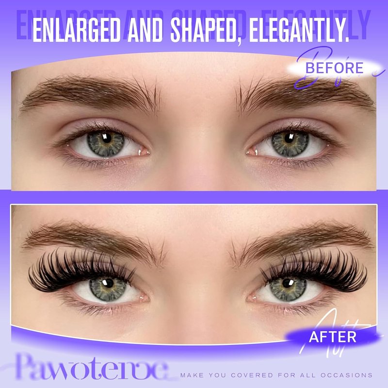Pawotence Misha Lashes - Wispy Cluster Eyelash Extensions | 144pcs Soft & Comfortable 10-18mm DIY Lashes