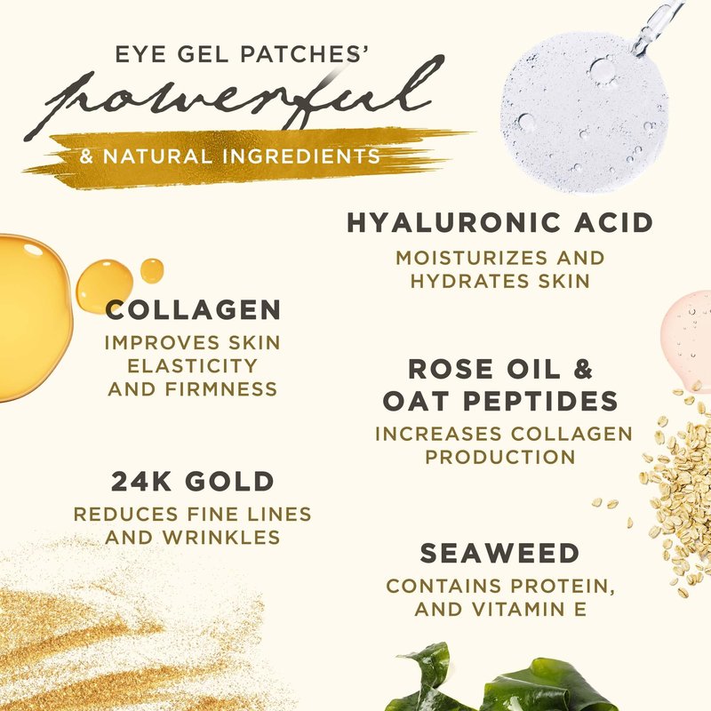 Dermoland Under Eye Patches For Women – 24K Gold Eye Masks, 15 Pairs | Hyaluronic Acid | Reduces Puffiness, Dark Circles & Wrinkles | Vegan & Hydrating
