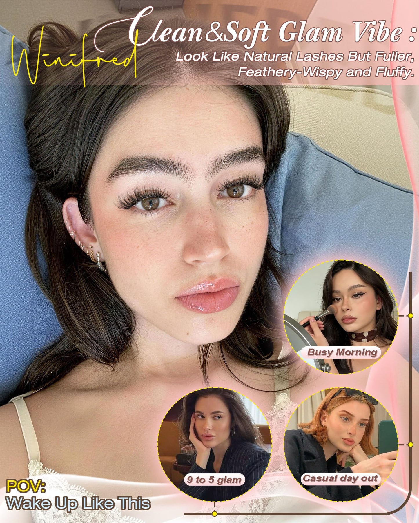 Spider Lash Clusters Wispy Eyelash Clusters Natural Fluffy Cluster Eyelash Extensions Breeze D Curly 10-16mm Lash Extensions Invisible Band Eyelashes Kim&K Individual Lashes by Winifred