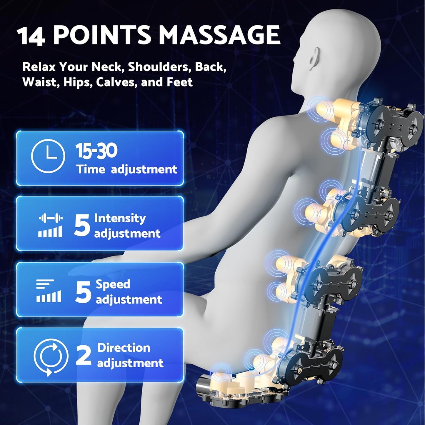 Zero Gravity Massage Chair - Full Body Shiatsu Recliner with 14 Massage Points & Heating | Bluetooth Speaker, Touch Screen Controller