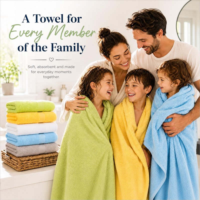 Groko Textiles Small and Lightweight Cotton Towels Assorted Pastel Mix 24 x 40 inches Towels (6) Perfect Size for Hair Drying and Small Children